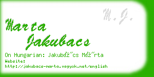 marta jakubacs business card